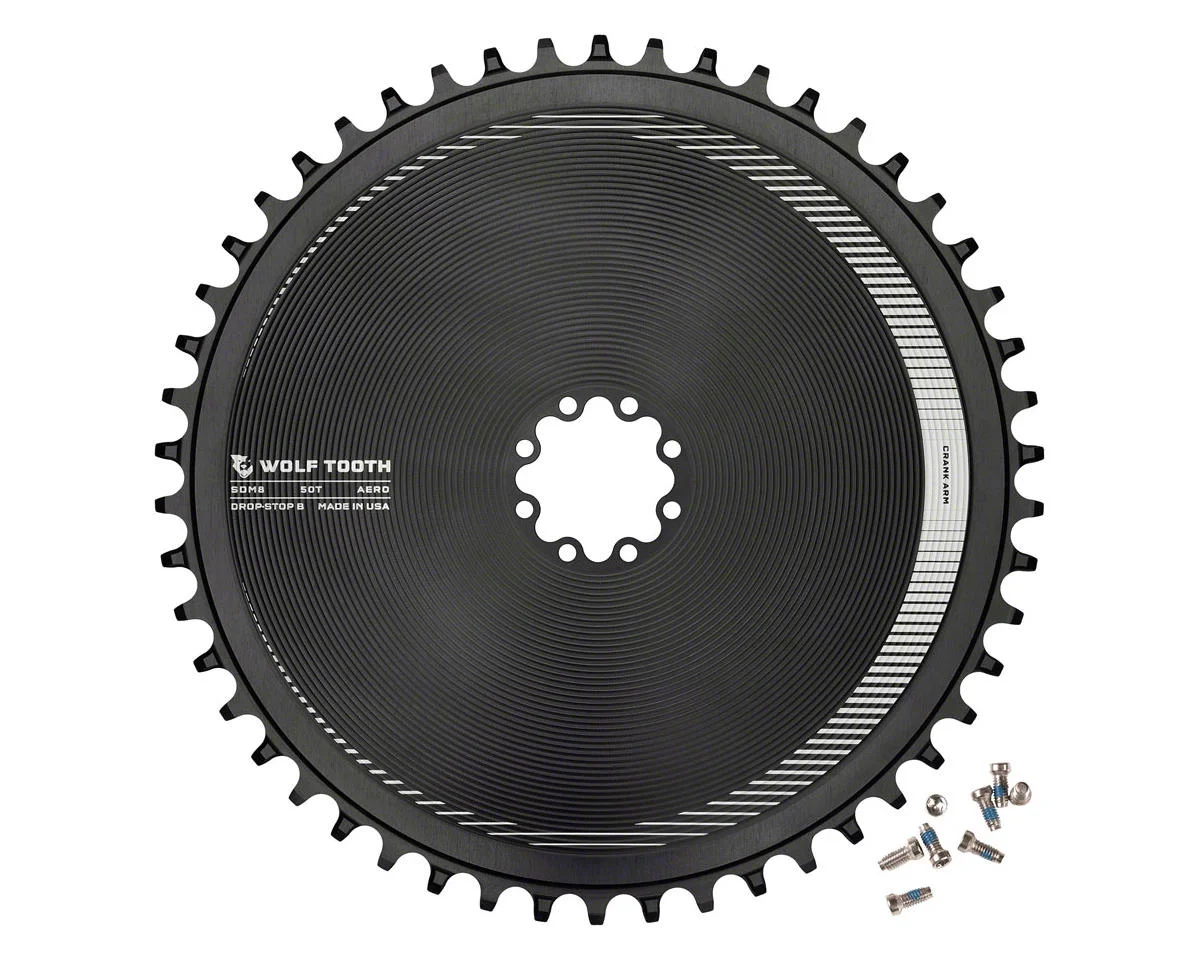 Wolf Tooth Components Direct Mount Aero Chainring (Black) (Drop-Stop B) (Single) (50T) (For SRAM 8-Bolt Cranksets)